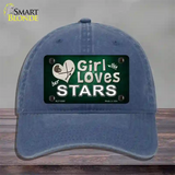 This Girl Loves Her Stars Novelty License Plate Hat Unconstructed Cotton / Navy