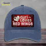 This Girl Loves Her Red Wings Novelty License Plate Hat Unconstructed Cotton / Navy