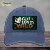 This Girl Loves Her Wild Novelty License Plate Hat Unconstructed Cotton / Navy