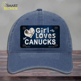 This Girl Loves Her Canucks Novelty License Plate Hat Unconstructed Cotton / Navy