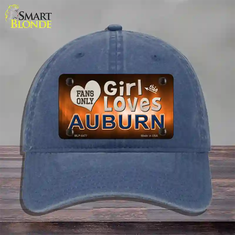 This Girl Loves Auburn Novelty License Plate Hat Unconstructed Cotton / Navy