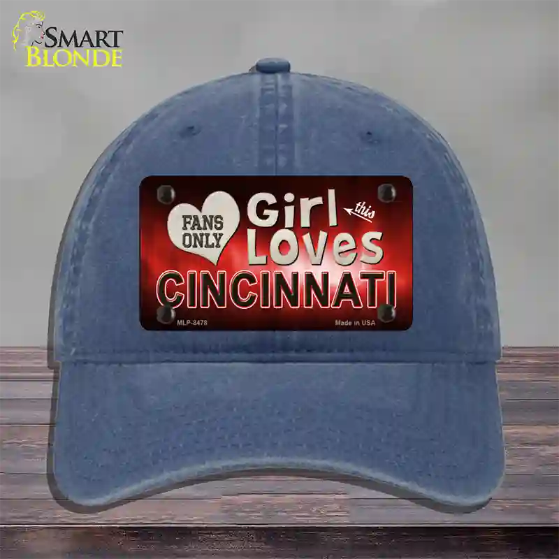 This Girl Loves Cincinnati Novelty License Plate Hat Unconstructed Cotton / Navy