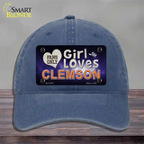 This Girl Loves Clemson Novelty License Plate Hat Unconstructed Cotton / Navy