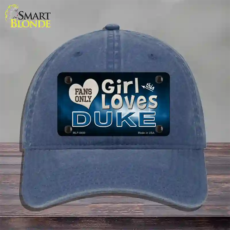 This Girl Loves Duke Novelty License Plate Hat Unconstructed Cotton / Navy