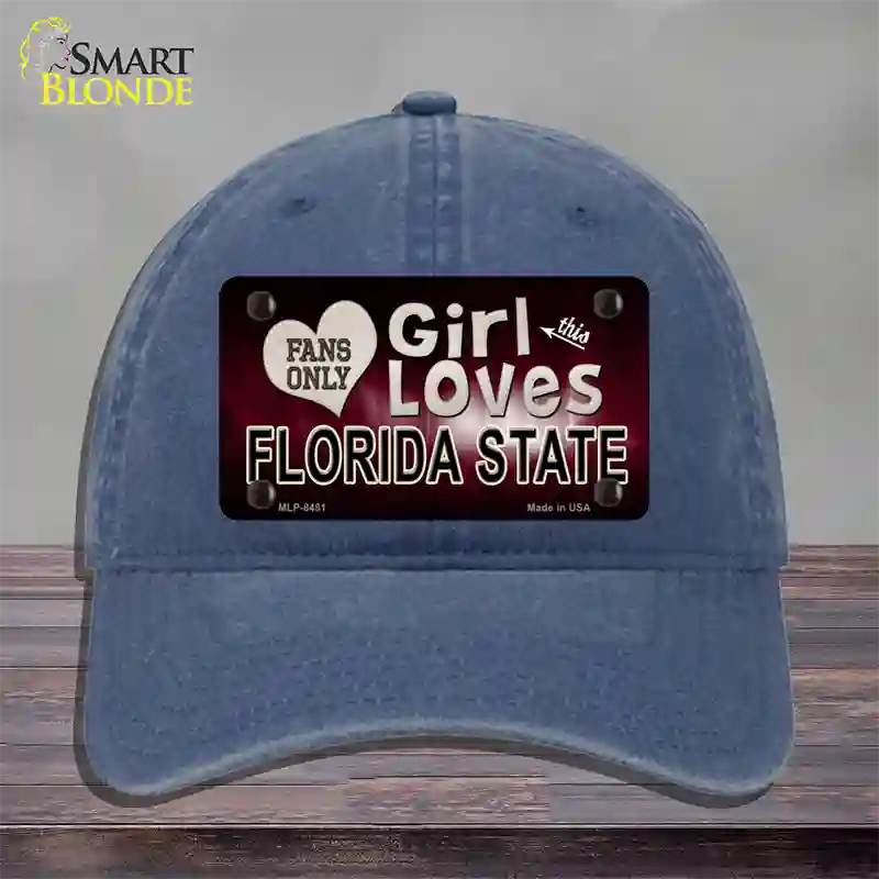 This Girl Loves Florida State Novelty License Plate Hat Unconstructed Cotton / Navy