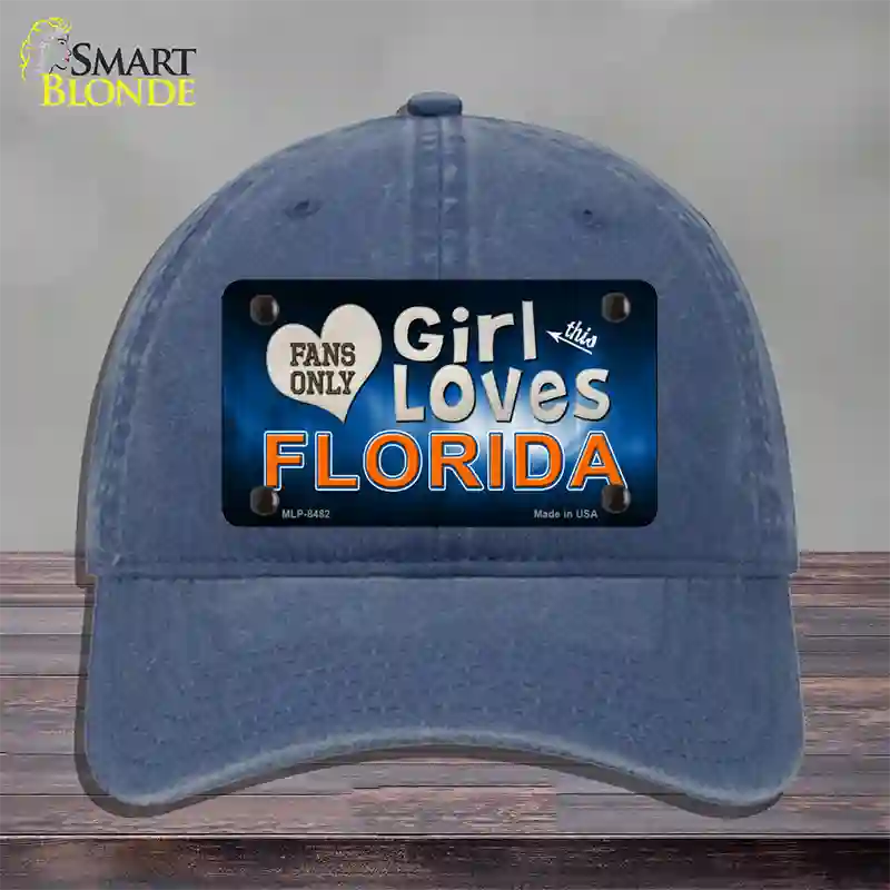 This Girl Loves Florida Novelty License Plate Hat Unconstructed Cotton / Navy