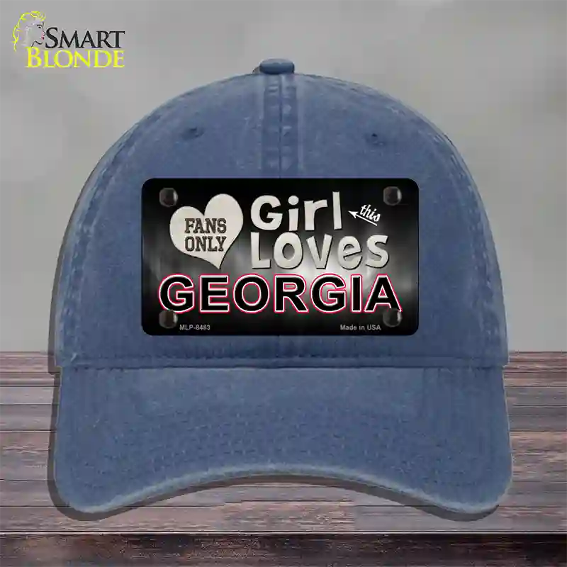 This Girl Loves Georgia Novelty License Plate Hat Unconstructed Cotton / Navy