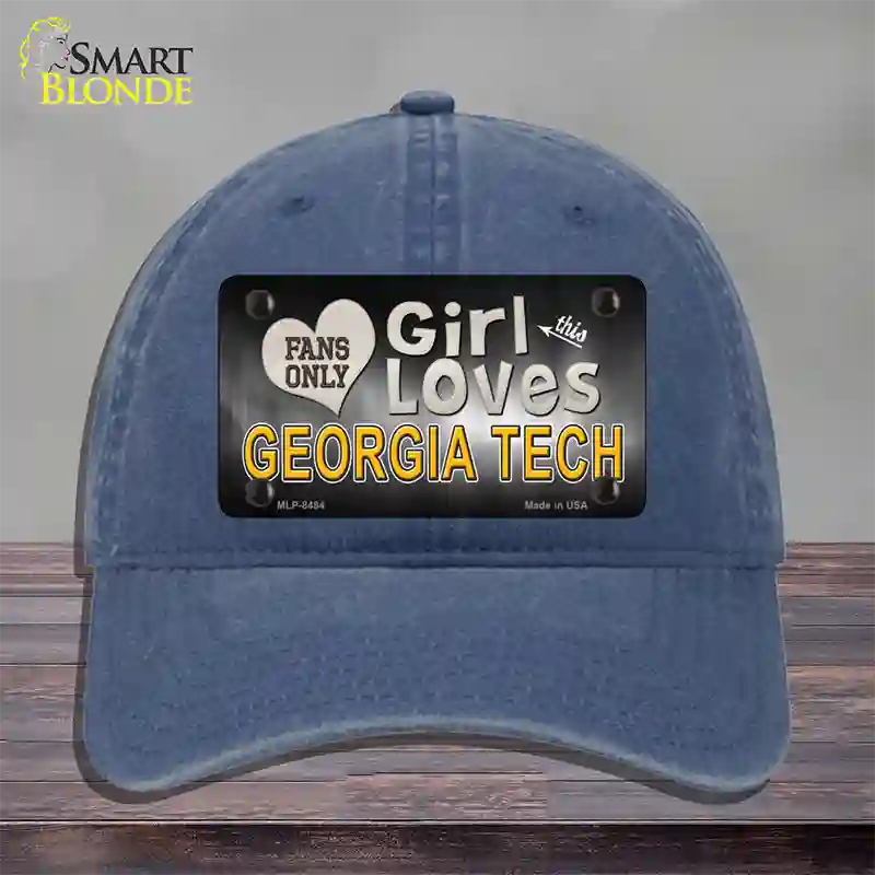 This Girl Loves Georgia Tech Novelty License Plate Hat Unconstructed Cotton / Navy