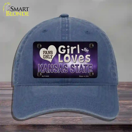 This Girl Loves Kansas State Novelty License Plate Hat Unconstructed Cotton / Navy