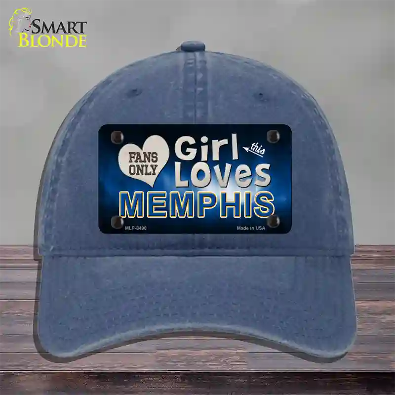 This Girl Loves Memphis Novelty License Plate Hat Unconstructed Cotton / Navy