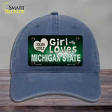 This Girl Loves Michigan State Novelty License Plate Hat Unconstructed Cotton / Navy