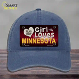 This Girl Loves Minnesota Novelty License Plate Hat Unconstructed Cotton / Navy