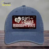 This Girl Loves Mississippi State Novelty License Plate Hat Unconstructed Cotton / Navy