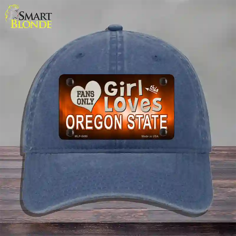 This Girl Loves Oregon State Novelty License Plate Hat Unconstructed Cotton / Navy