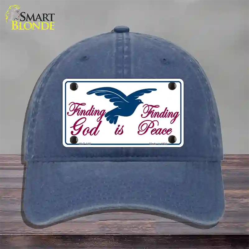 Finding God Finding Peace Novelty License Plate Hat Unconstructed Cotton / Navy