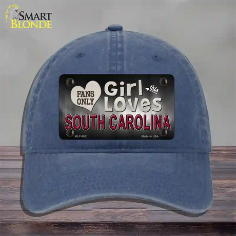 This Girl Loves South Carolina Novelty License Plate Hat Unconstructed Cotton / Navy