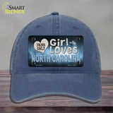 This Girl Loves North Carolina Novelty License Plate Hat Unconstructed Cotton / Navy