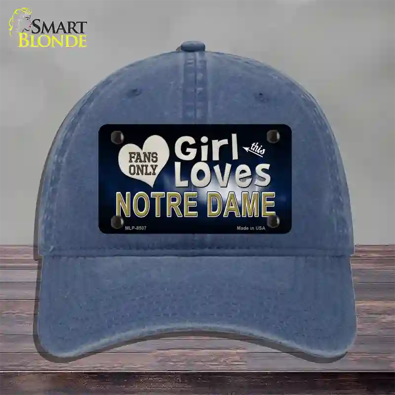 This Girl Loves Notre Dame Novelty License Plate Hat Unconstructed Cotton / Navy