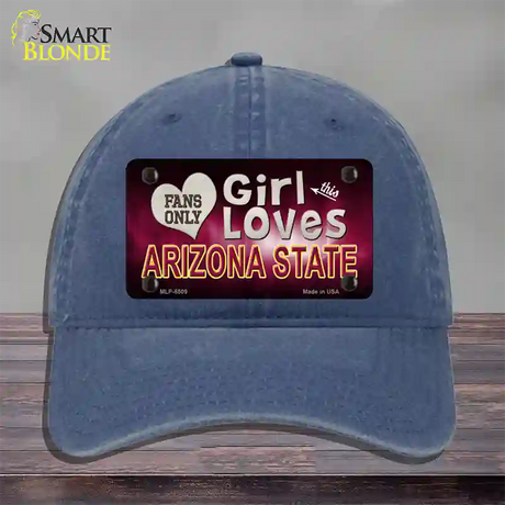 This Girl Loves Arizona State Novelty License Plate Hat Unconstructed Cotton / Navy