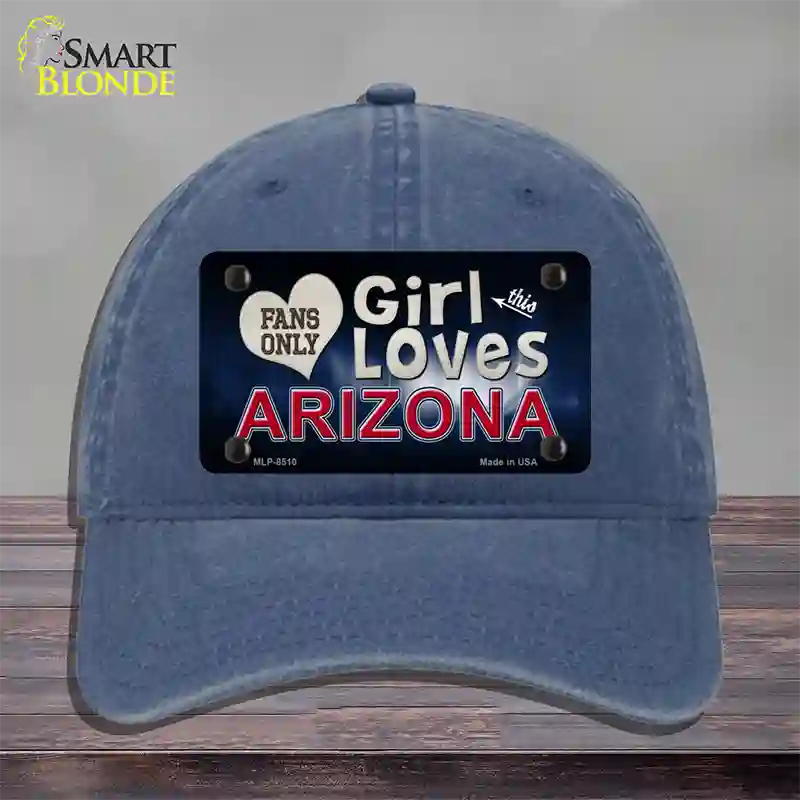 This Girl Loves Arizona Novelty License Plate Hat Unconstructed Cotton / Navy