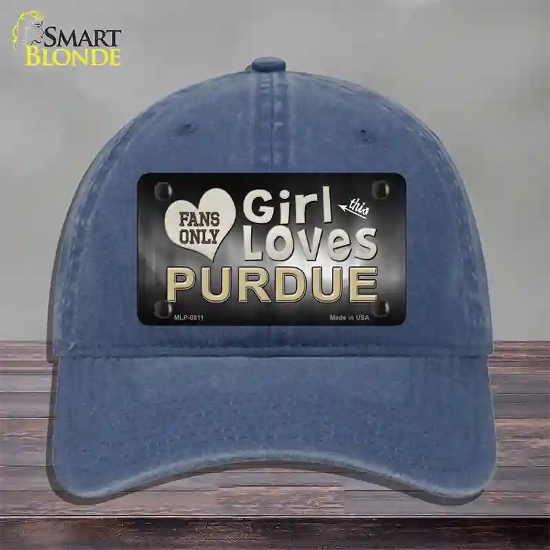 This Girl Loves Purdue Novelty License Plate Hat Unconstructed Cotton / Navy