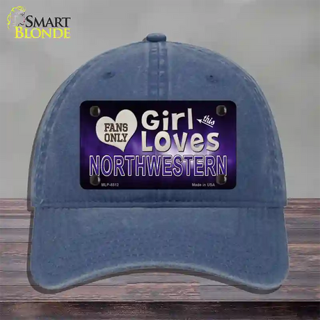 This Girl Loves Northwestern Novelty License Plate Hat Unconstructed Cotton / Navy