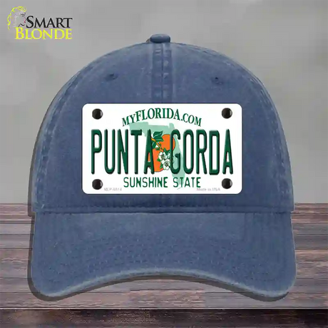 Punta Gorda Florida Novelty License Plate Hat Unconstructed Cotton / Navy