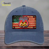 American Route 66 Neon Novelty License Plate Hat Unconstructed Cotton / Navy