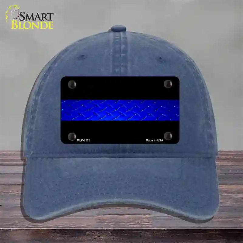 Police Diamond Thin Blue Line Novelty License Plate Hat Unconstructed Cotton / Navy