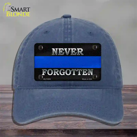 Never Forgotten Thin Blue Line Novelty License Plate Hat Unconstructed Cotton / Navy