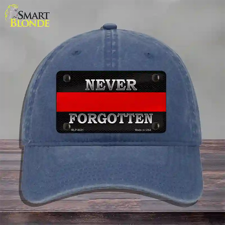 Never Forgotten Thin Red Line Novelty License Plate Hat Unconstructed Cotton / Navy