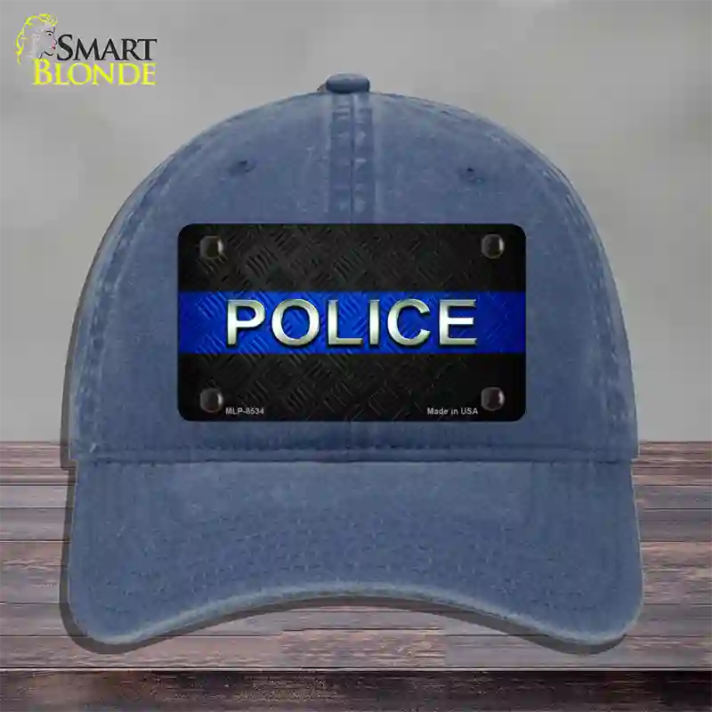 Police Thin Blue Line Novelty License Plate Hat Unconstructed Cotton / Navy