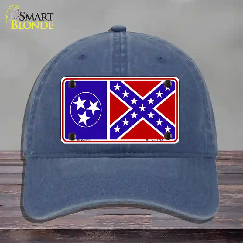 Confederate Flag Tennessee Novelty License Plate Hat Unconstructed Cotton / Navy