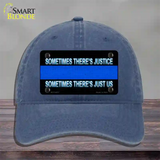 Sometimes Theres Justice Blue Line Novelty License Plate Hat Unconstructed Cotton / Navy