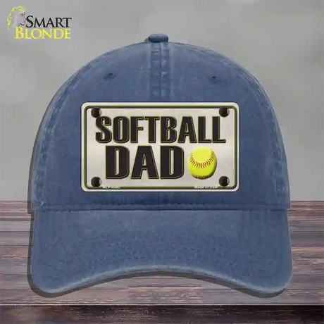 Softball Dad Novelty License Plate Hat Unconstructed Cotton / Navy