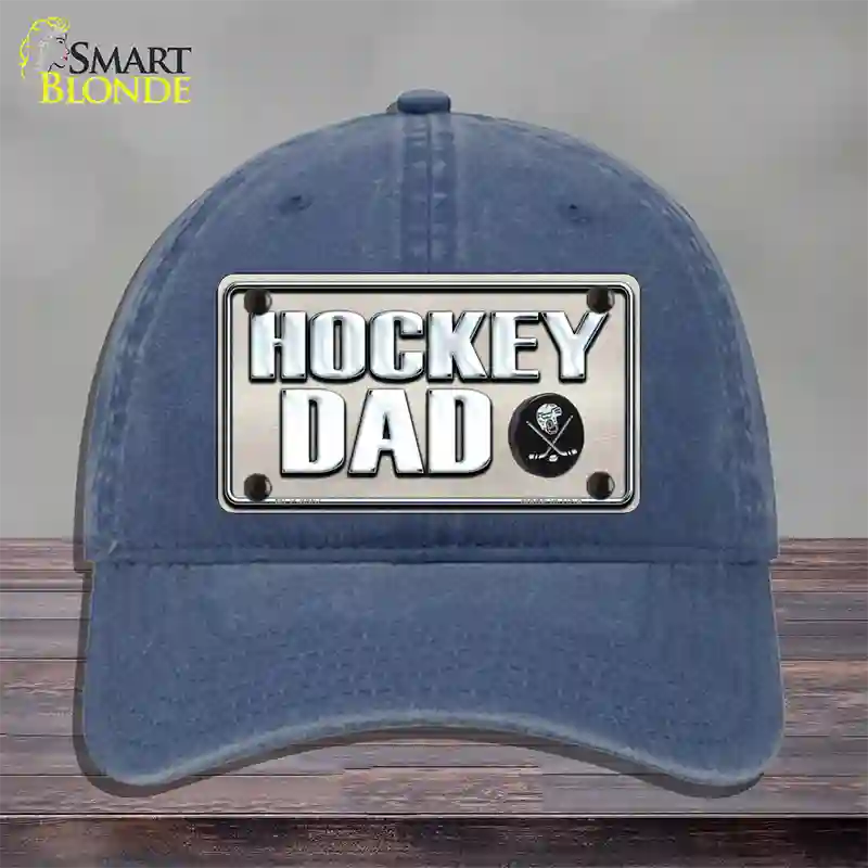 Hockey Dad Novelty License Plate Hat Unconstructed Cotton / Navy