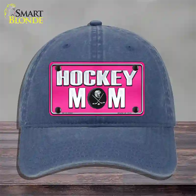 Hockey Mom Novelty License Plate Hat Unconstructed Cotton / Navy