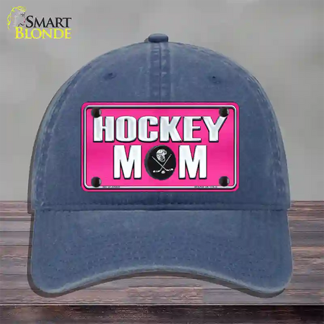 Hockey Mom Novelty License Plate Hat Unconstructed Cotton / Navy