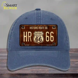 Historic Route 66 Vintage Novelty License Plate Hat Unconstructed Cotton / Navy