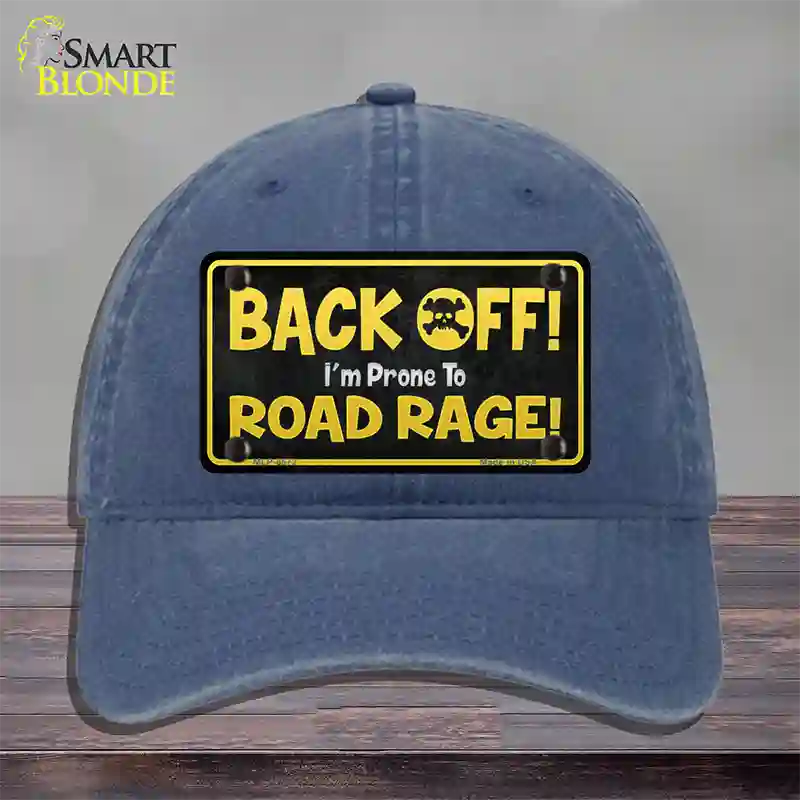 Back Off Road Rage Novelty License Plate Hat Unconstructed Cotton / Navy