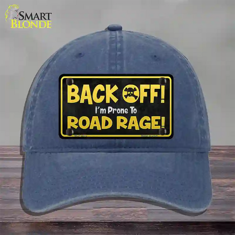 Back Off Road Rage Novelty License Plate Hat Unconstructed Cotton / Navy