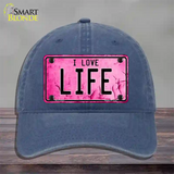 I Love Life Novelty License Plate Hat Unconstructed Cotton / Navy