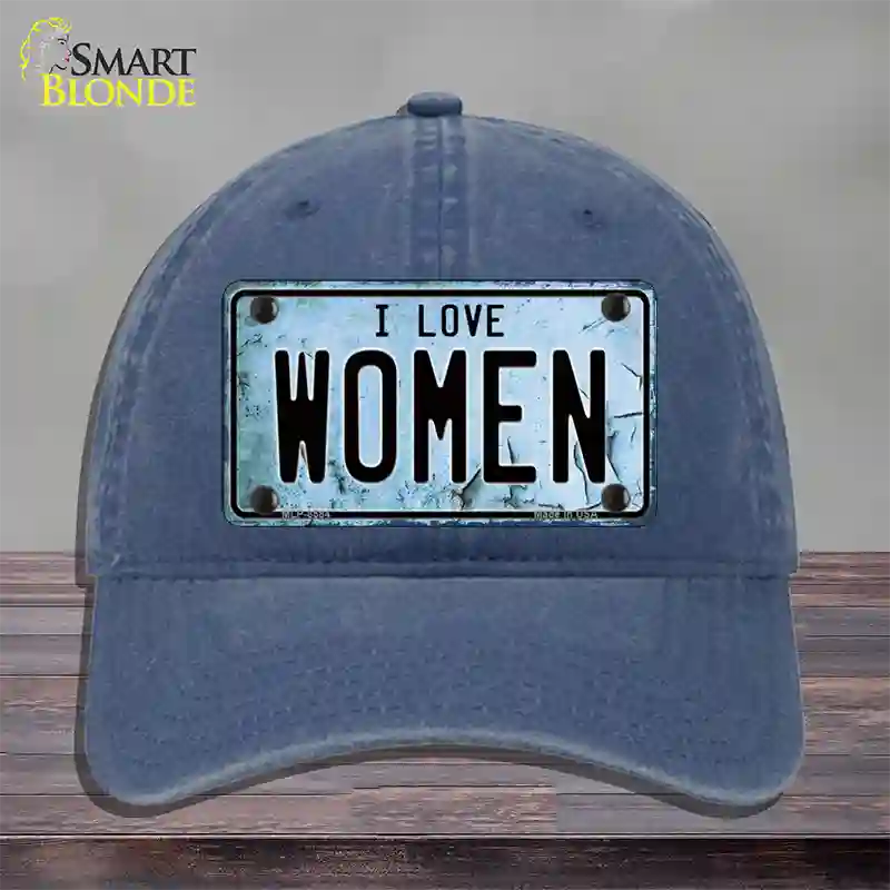 I Love Women Novelty License Plate Hat Unconstructed Cotton / Navy