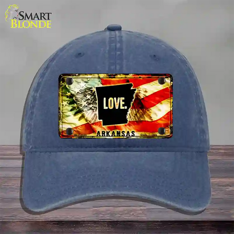 Arkansas Love Novelty License Plate Hat Unconstructed Cotton / Navy