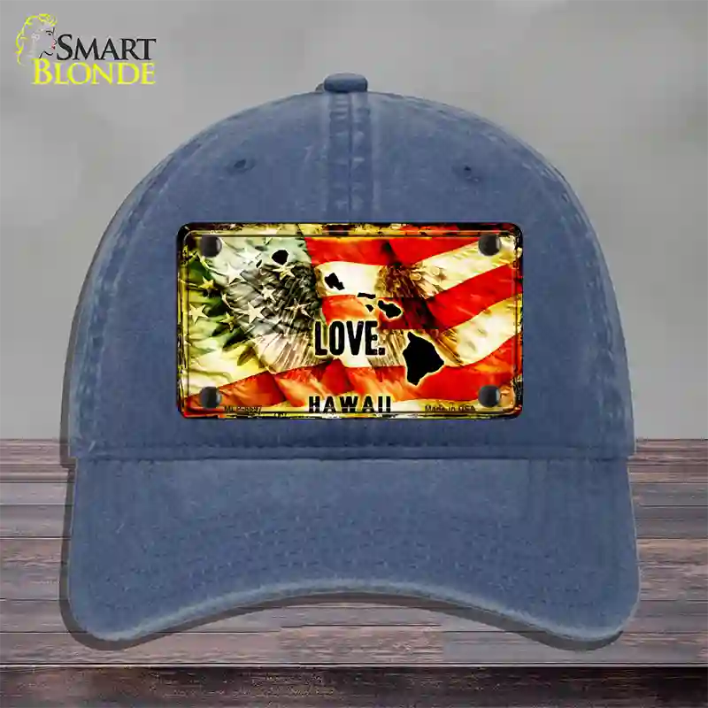 Hawaii Love Novelty License Plate Hat Unconstructed Cotton / Navy