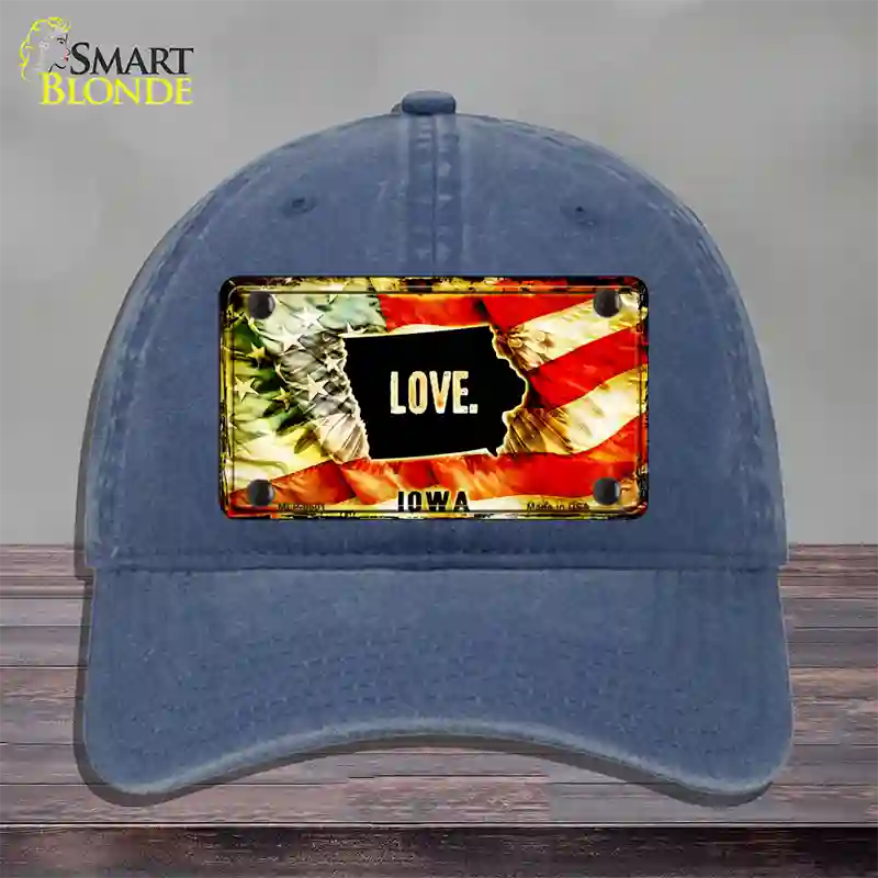 Iowa Love Novelty License Plate Hat Unconstructed Cotton / Navy