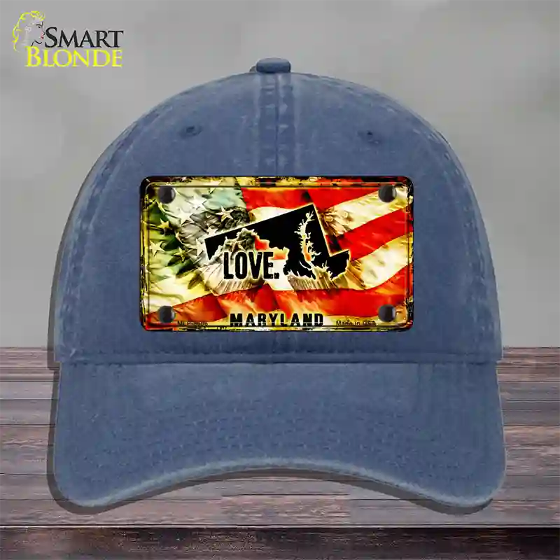 Maryland Love Novelty License Plate Hat Unconstructed Cotton / Navy