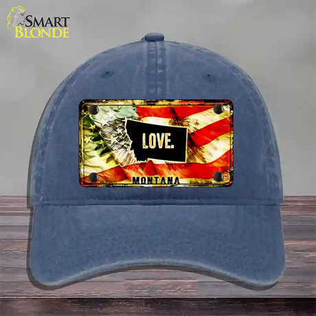 Montana Love Novelty License Plate Hat Unconstructed Cotton / Navy