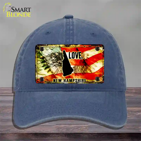 New Hampshire Love Novelty License Plate Hat Unconstructed Cotton / Navy