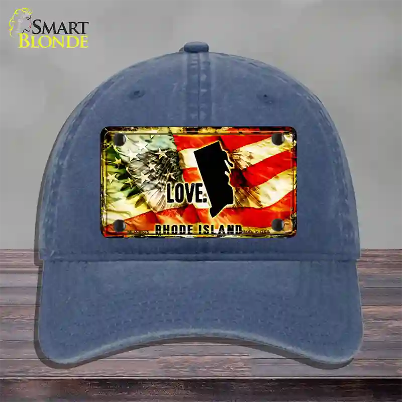 Rhode Island Love Novelty License Plate Hat Unconstructed Cotton / Navy